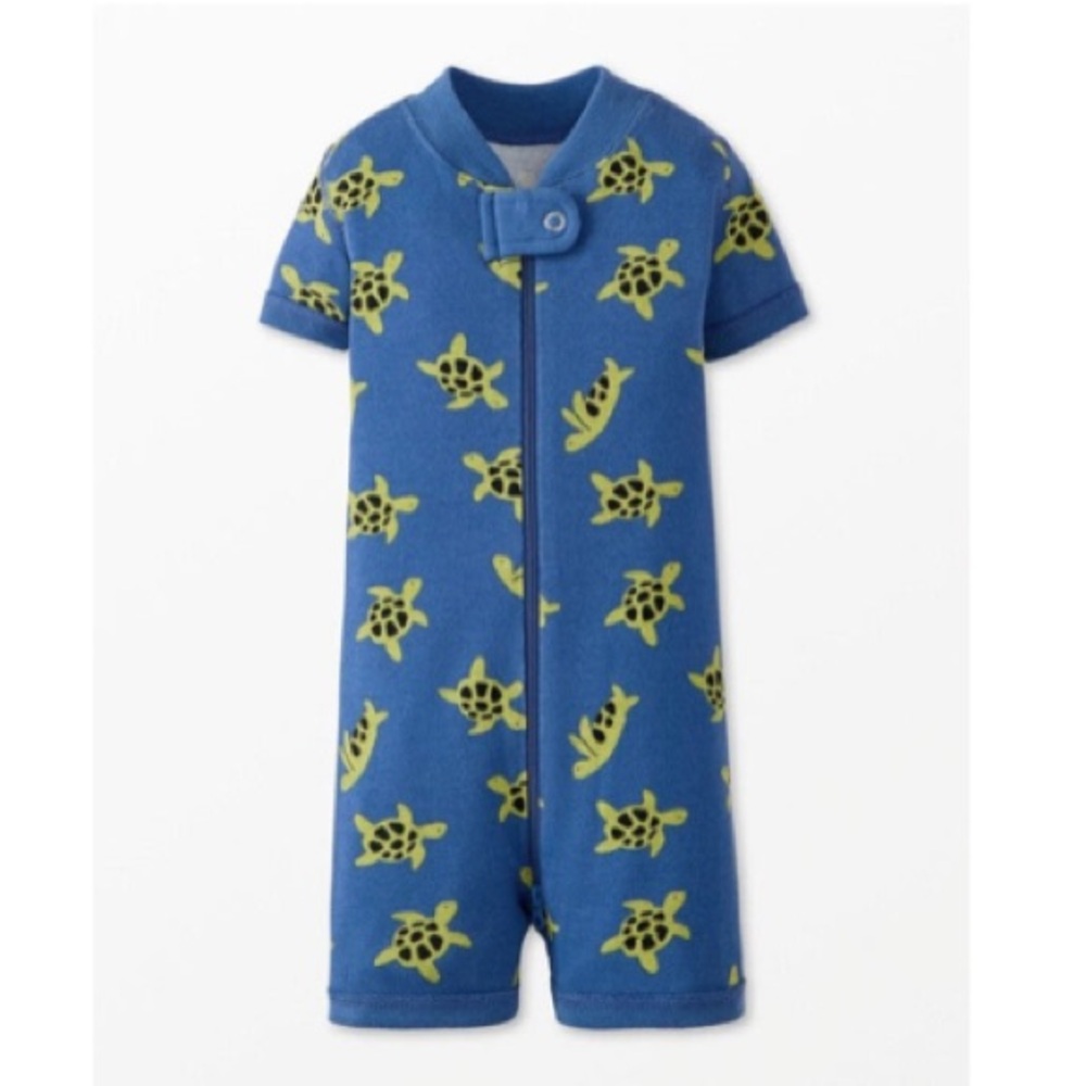 Hanna Andersson - Baby 2-Way Zip Shortie Sleeper in Blue with Turtle Print